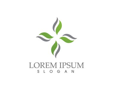 Yeşil yapraklı ekoloji doğa element ikonu logoları