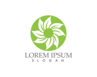 Yeşil yapraklı ekoloji doğa element ikonu logoları