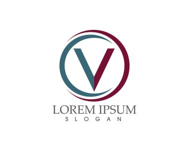 V harfler iş logo ve sembolleri şablonu..