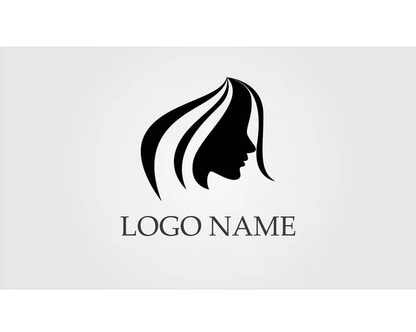 Salong hår kvinna och ansikte logotyp och symboler ... — Stock vektor