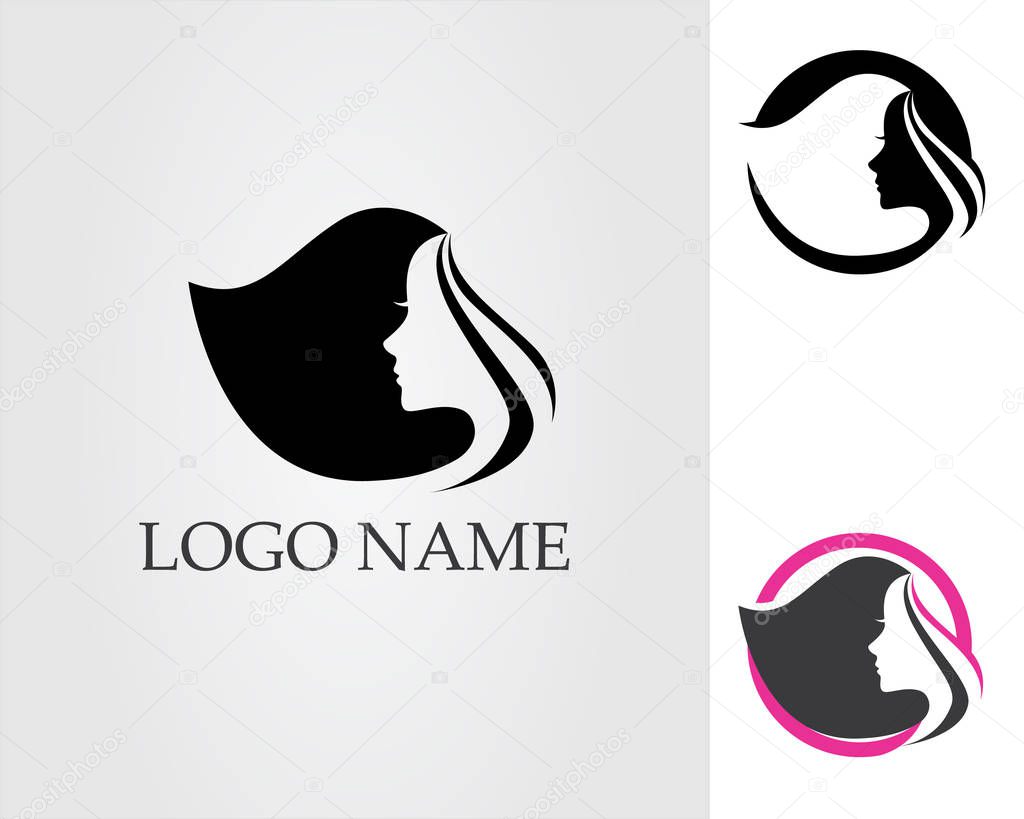 Salon hair woman and face logo and symbols ...