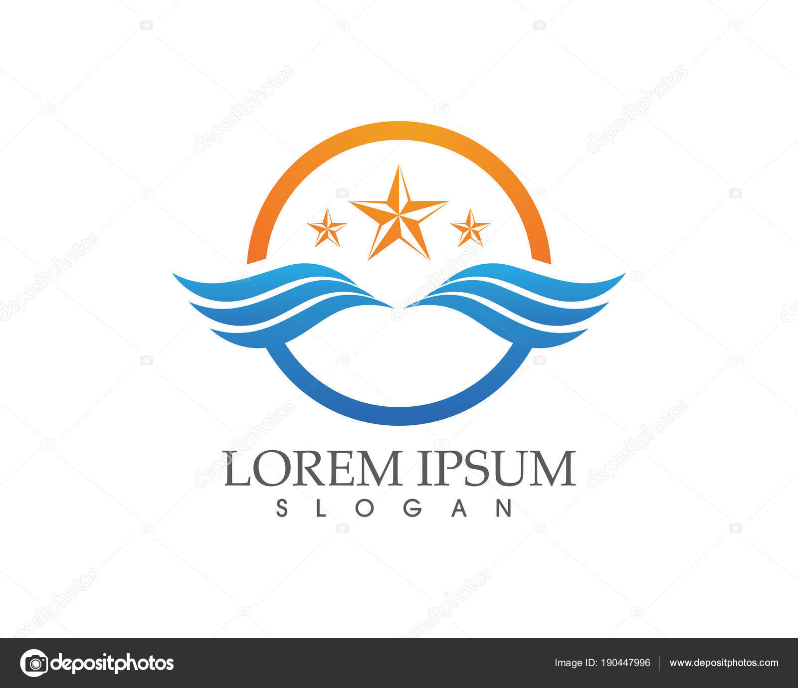 wings and star sign abstract template icons app stock vector