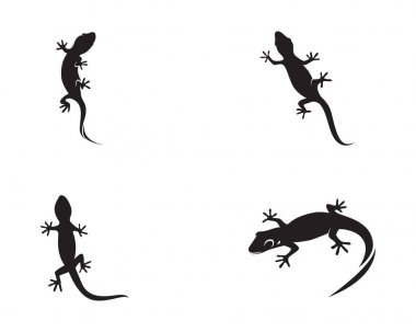 Kertenkele Bukalemun Gecko Siluet siyah vektör 10