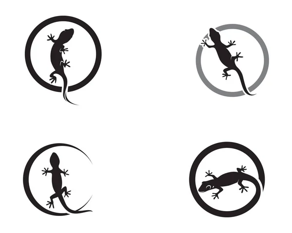 Eidechse Chamäleon Gecko Silhouette schwarzer Vektor 10 — Stockvektor