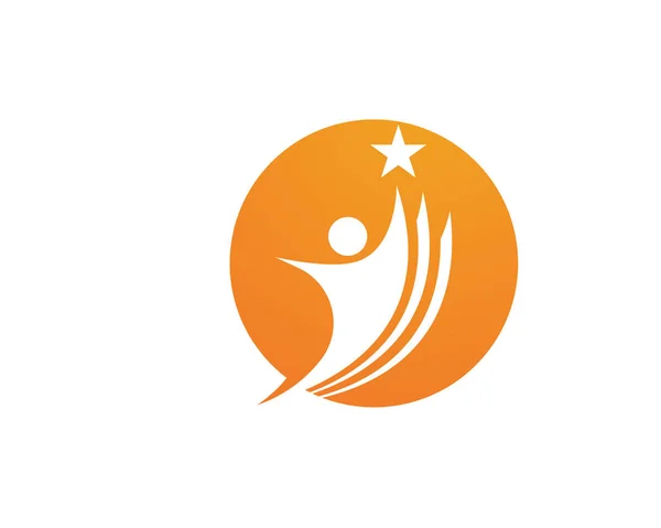 Star logo siker emberek sablon vektor ikon illusztráció desig — Stock Vector