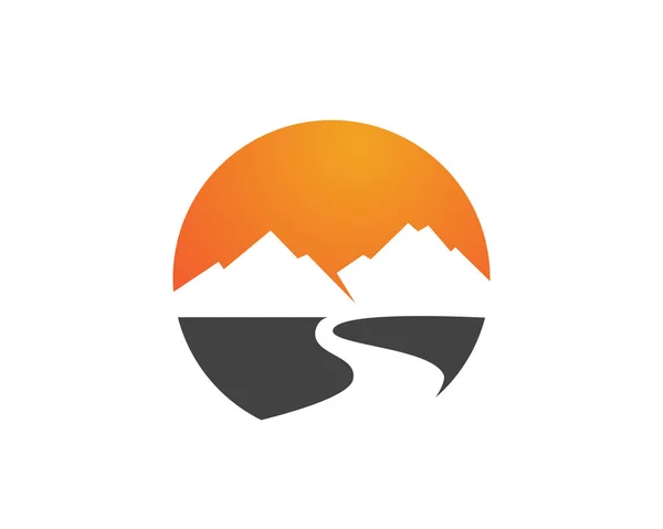 Ορεινή φύση τοπίο λογότυπο και σύμβολα εικονίδια πρότυπο. — Διανυσματικό Αρχείο