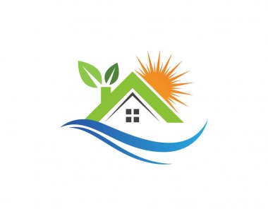 özellik ev ve ev logo şablonu vektör,