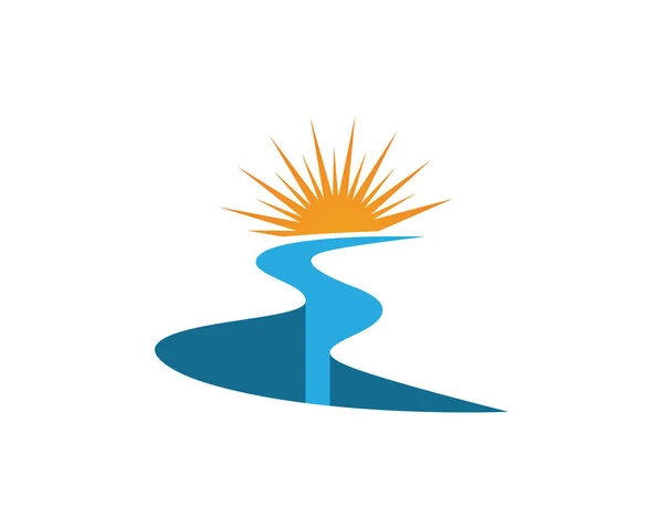 Річка і сонце Логотип Шаблон Векторні ілюстрації — стоковий вектор