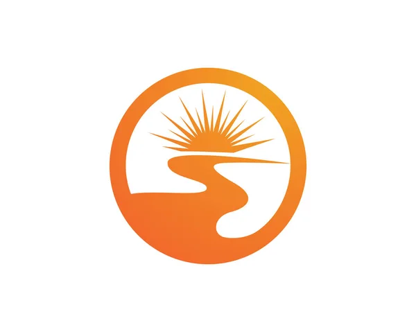 Річка і сонце Логотип Шаблон Векторні ілюстрації — стоковий вектор