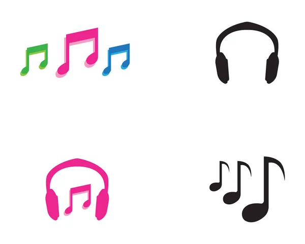 Símbolos de reprodução de música logotipo e ícone modelo , —  Vetores de Stock