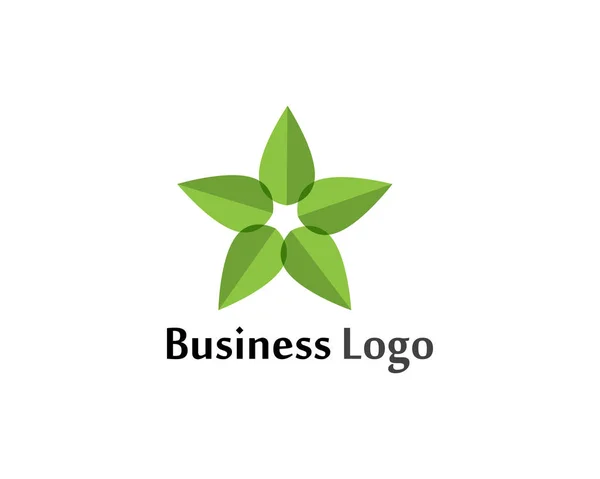 Modèle de logo et de symbole de nature verte feuille d'étoile vectoriel — Image vectorielle