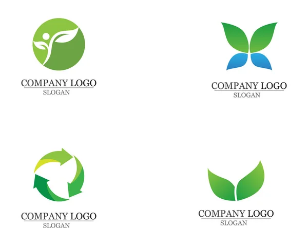 Hoja verde naturaleza logotipo y símbolo plantilla Vector app — Vector de stock