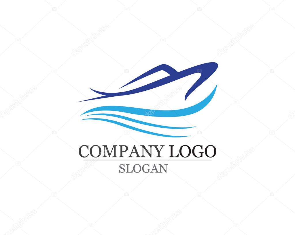 Ocean cruise liner ship silhouette simple linear logo