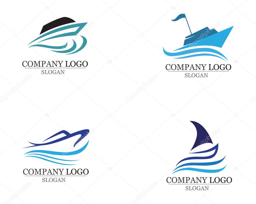 Ocean cruise liner ship silhouette simple linear logo