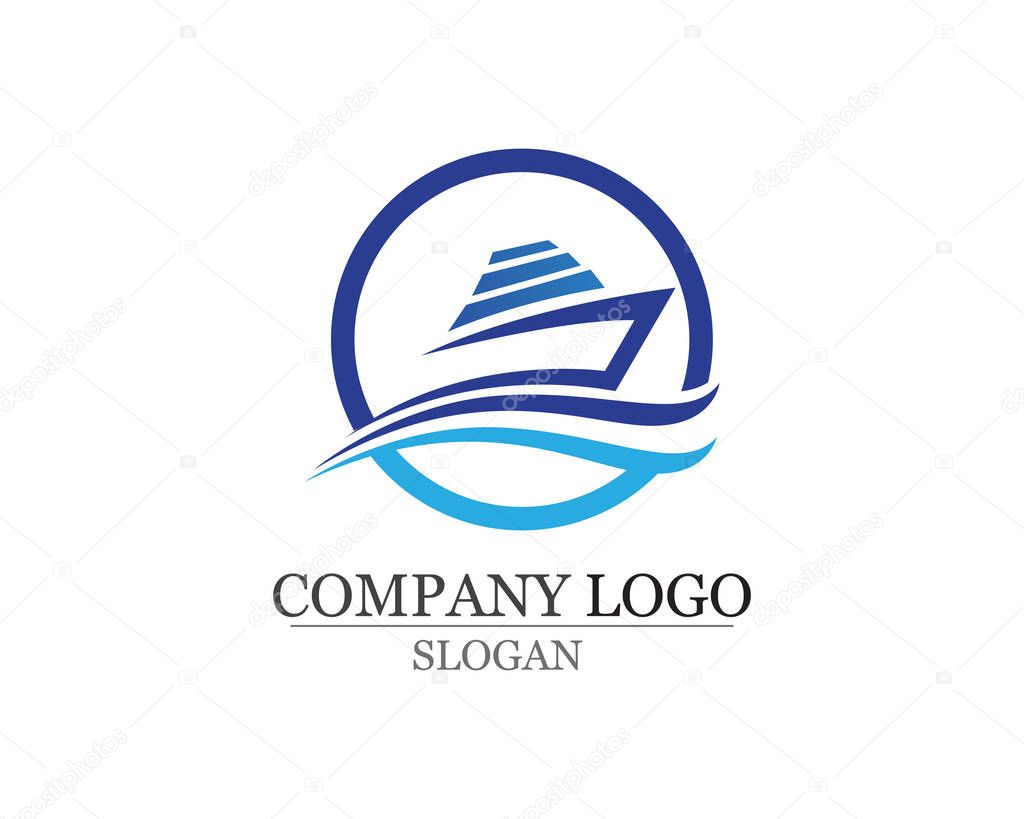 Ocean cruise liner ship silhouette simple linear logo