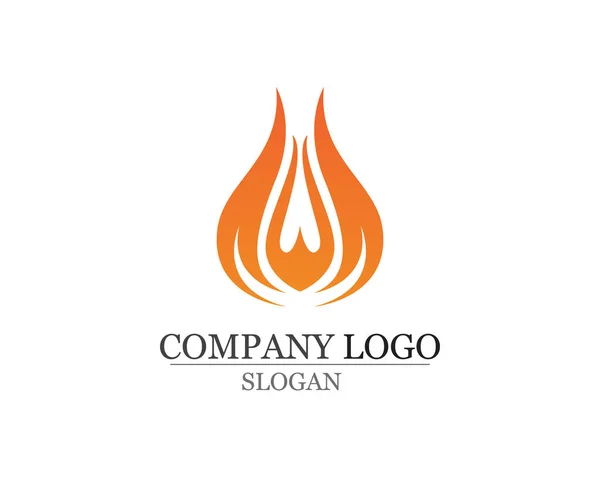 Fuego llama Logo Plantilla vector icono Gas de petróleo y energía — Vector de stock