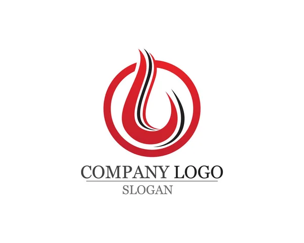Feuer Flamme Logo Vorlage Vektor Symbol Öl Gas und Energie — Stockvektor