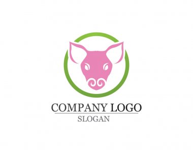 Domuz kafası Logo tasarım vektör şablonu. Domuz Barbekü Izgara Restoran 
