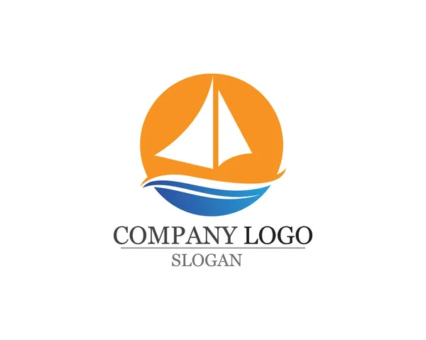 Ocean Cruise liniowiec statek sylwetka proste logo liniowe — Wektor stockowy