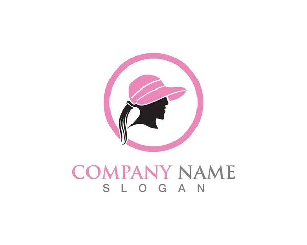 Hat Woman Vector Symbols Logo Black — Stock Vector
