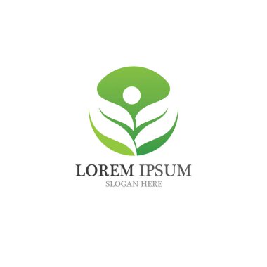 Sağlıklı İnsanlar Logosu doğal yaprak 