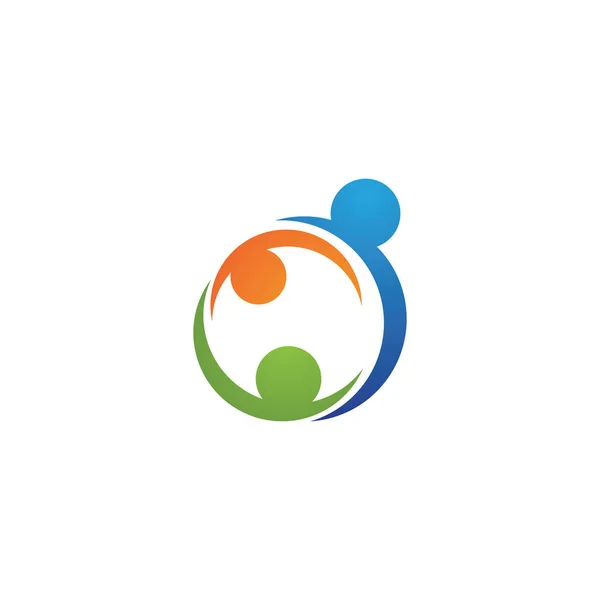 Cuidado de la familia y comunidad, logotipo social de la red — Vector de stock