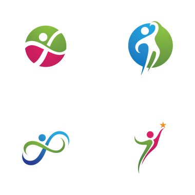 Eğlenceli ve mutlu insanlar logosu çizim vektörü