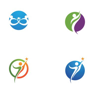 Eğlenceli ve mutlu insanlar logosu çizim vektörü