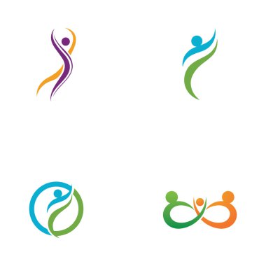 Eğlenceli ve mutlu insanlar logosu çizim vektörü