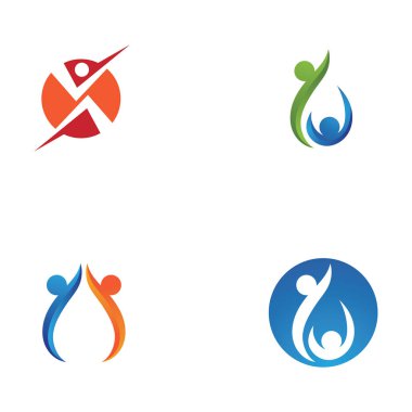 Eğlenceli ve mutlu insanlar logosu çizim vektörü