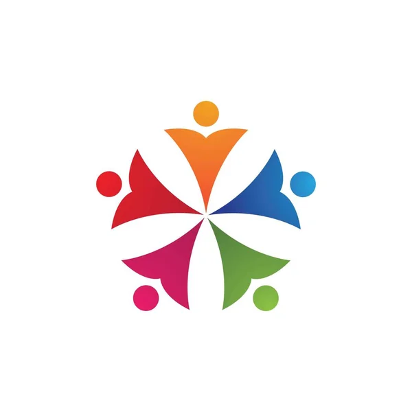 Rete comunitaria del logo delle persone e sociale — Vettoriale Stock
