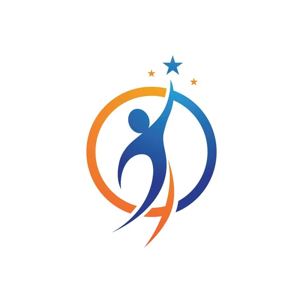 Sterren Succes Mensen Zorg Logo Symbolen — Stockvector