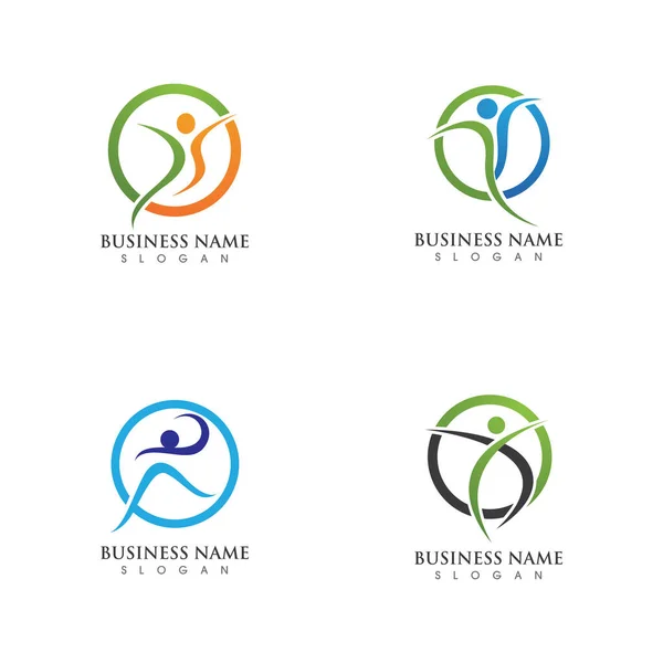 Başarı Insanlar Logo Işareti Çizim Vektörü Atlamak — Stok Vektör