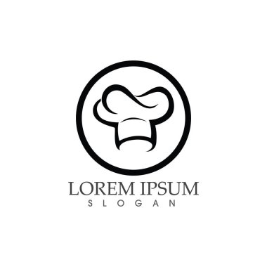 Şapka şefi yemek logo şablonu vektörü