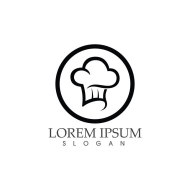 Şapka şefi yemek logo şablonu vektörü