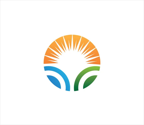 Oceano Onda Viagem Logotipo Vetor — Vetor de Stock