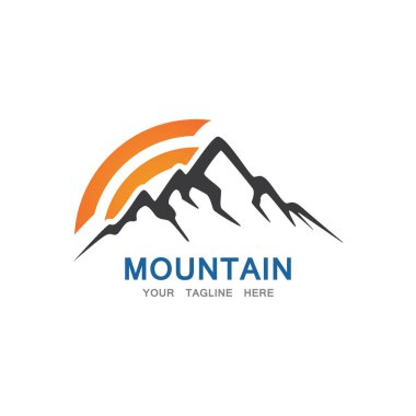Dağ ve Güneş Logosu İş Şablonu Vektörü