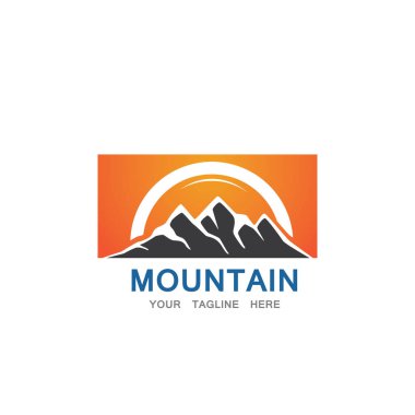 Dağ ve Güneş Logosu İş Şablonu Vektörü