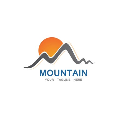Dağ ve Güneş Logosu İş Şablonu Vektörü