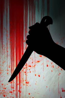 Gölgeler korku bir el tutmak bir bıçak bulanıklık