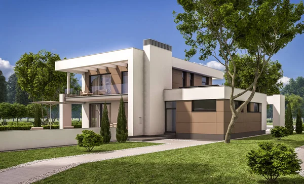 3D-rendering van moderne huis — Stockfoto