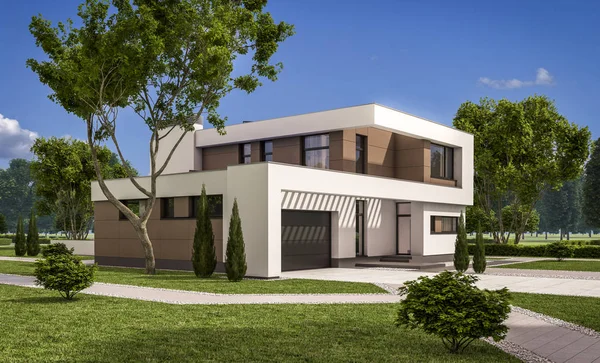 Representación 3D de la casa moderna — Foto de Stock