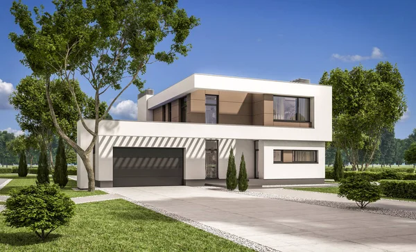 Rendering 3D della casa moderna — Foto Stock