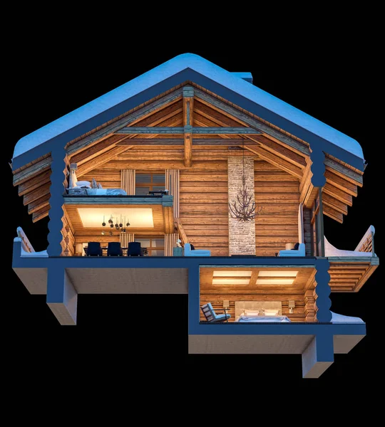 Section de rendu 3d du chalet — Photo