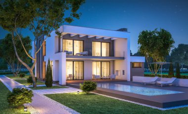 modern rahat ev 3D render