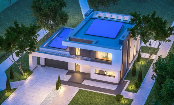 Modern rahat ev 3D render — Stok fotoğraf