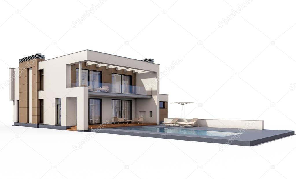 3d rendering of modern cozy house