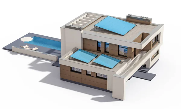 3D-Darstellung des modernen gemütlichen Hauses — Stockfoto