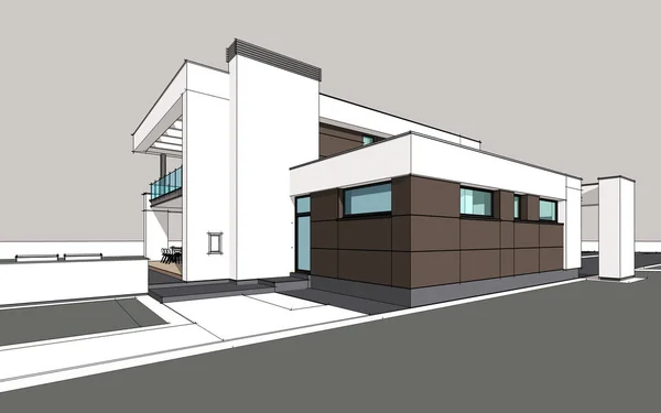 3D-rendering van moderne gezellige huis — Stockfoto