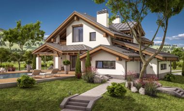 modern ev 3D render geceleri